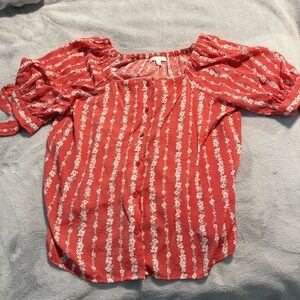 LC Lauren Conrad Coral Floral Top
